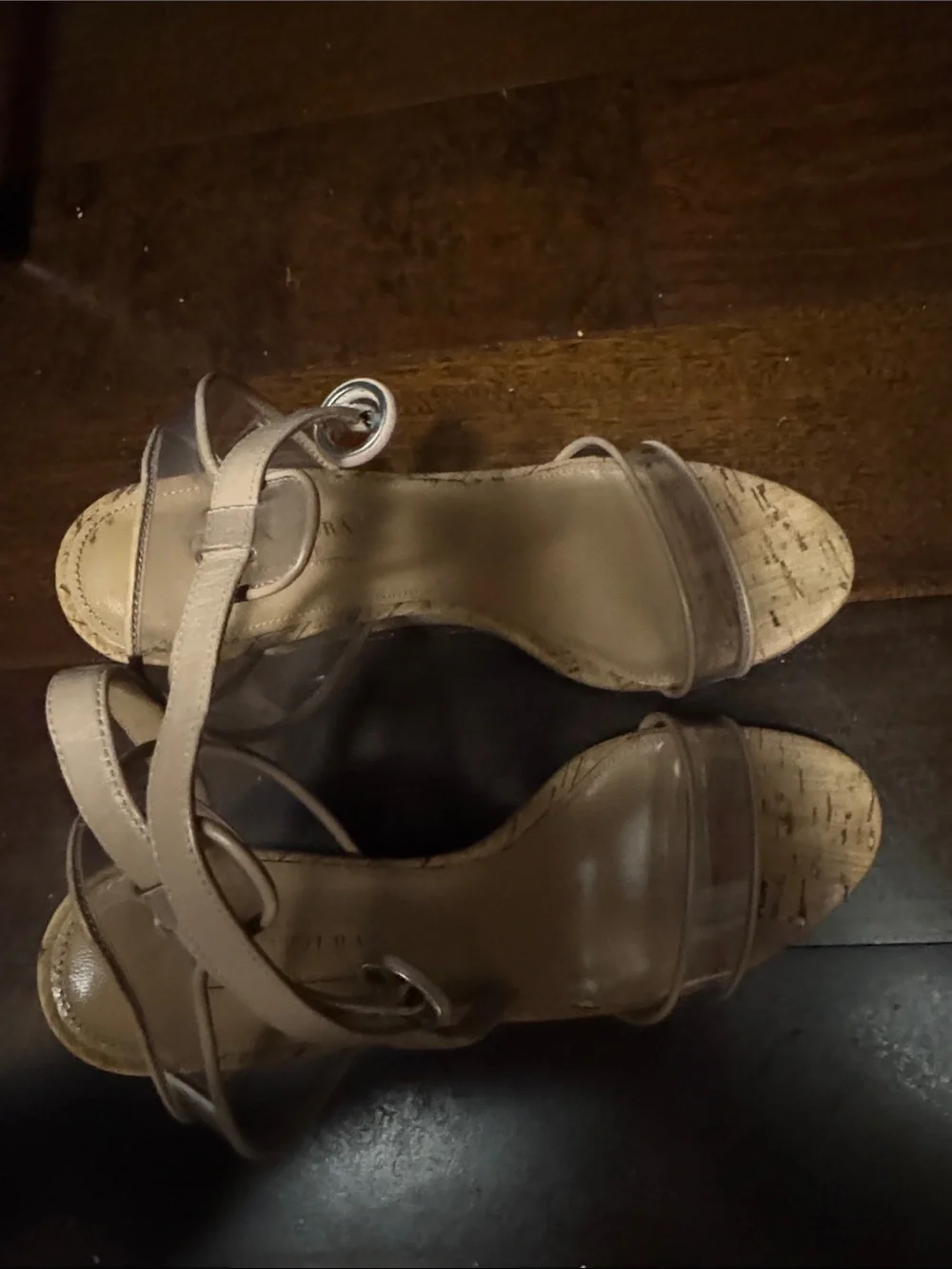 Women's Nude Strappy Cork Sandals
